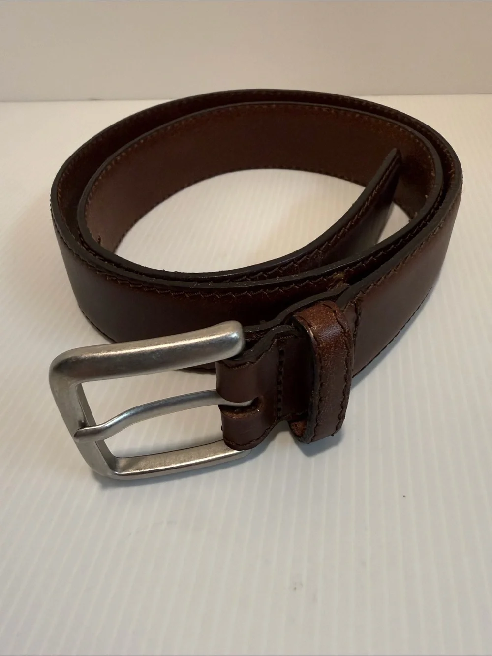 🔥 VTG Fossil Brown Italian Leather Belt Sz 36 Made in USA